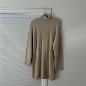 Cozy Tan Turtleneck Sweater Dress